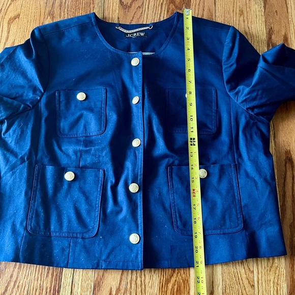 J CREW Louisa Lady Navy cotton jacket with gold snap buttons. Size 16 - Picture 8 of 12